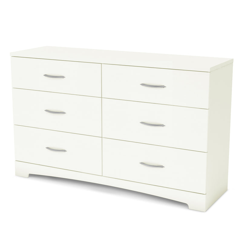 Bureau double 6 tiroirs Step One - Blanc solide