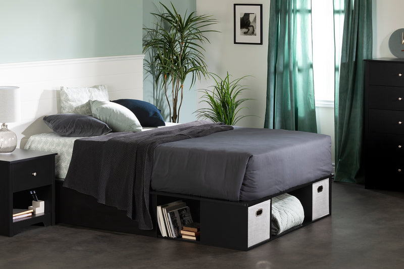 Lit avec rangement queen 60" Vito - Noir solide