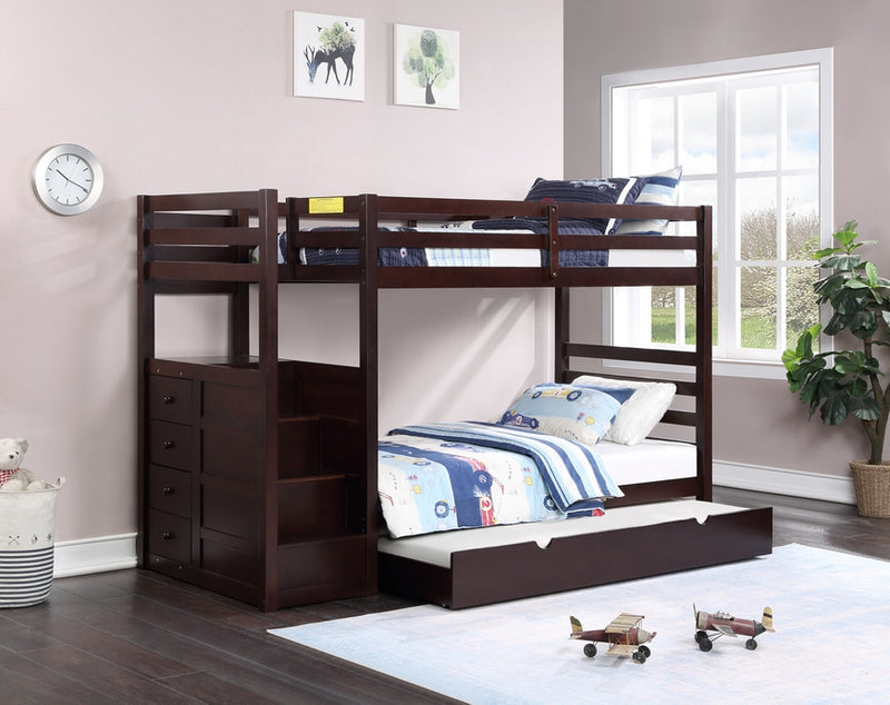 New - Convertible bunk bed 39"/39" with stairs - White