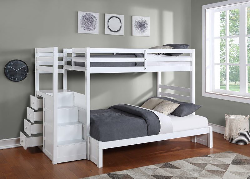 New - Convertible bunk bed 39"/39" with stairs - White