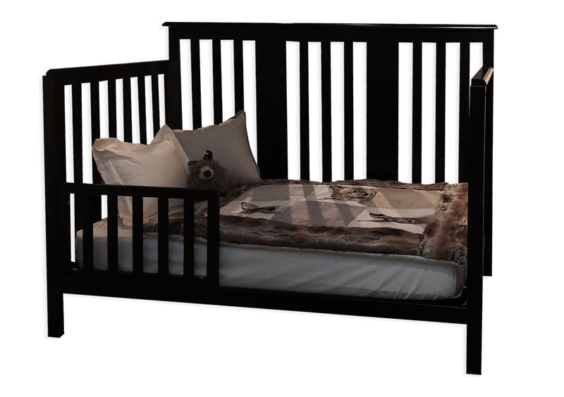 Crib with transition barrier - ADAMS - Black