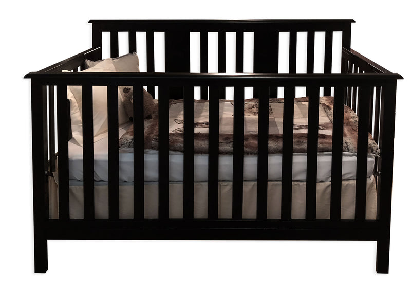Crib with transition barrier - ADAMS - Black