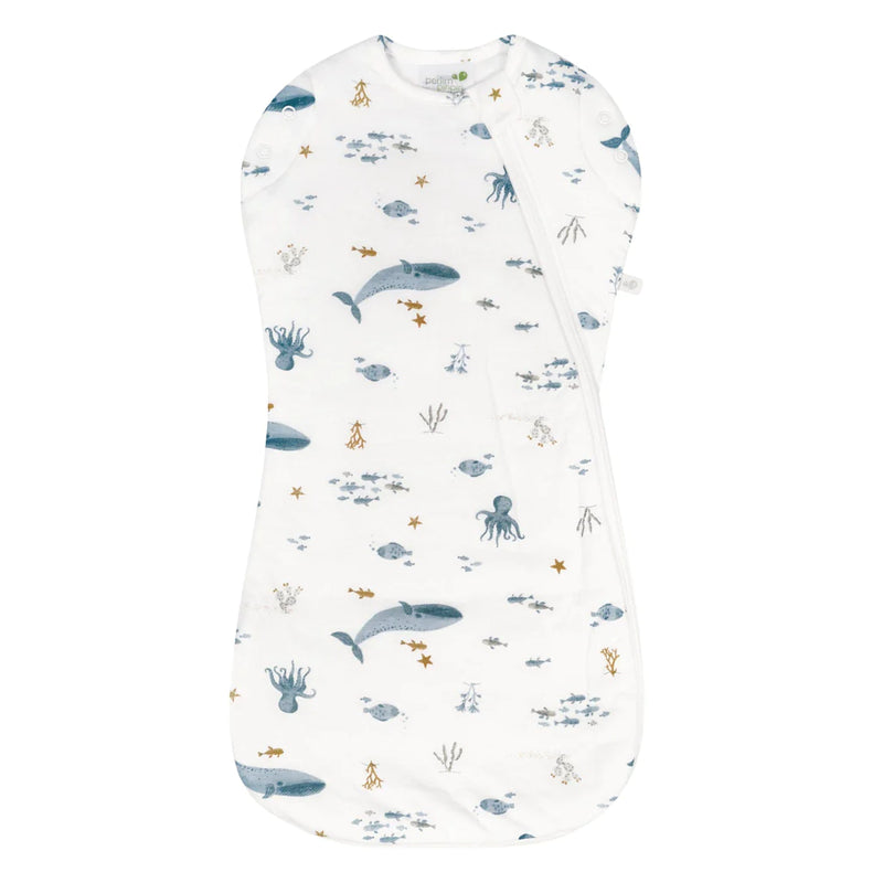 Sac de nuit nouveau-né en bambou - Fond marins