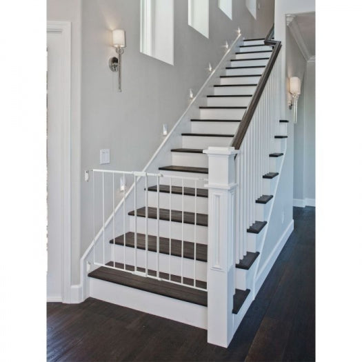 Barrière en métal extensible en haut des escaliers - Blanc