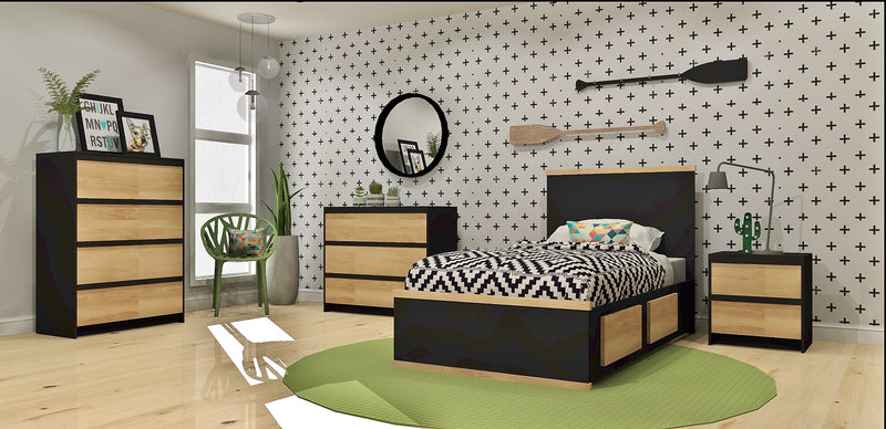 Ensemble de chambre AXEL 5097 - Noir et Merisier naturel