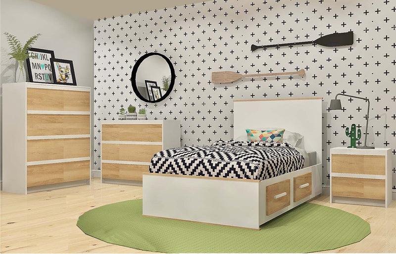 Ensemble de chambre AXEL 5027 - Blanc et Merisier naturel