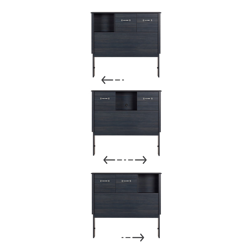 Ulysses - Bookcase headboard with sliding doors - Single -- Myrtille