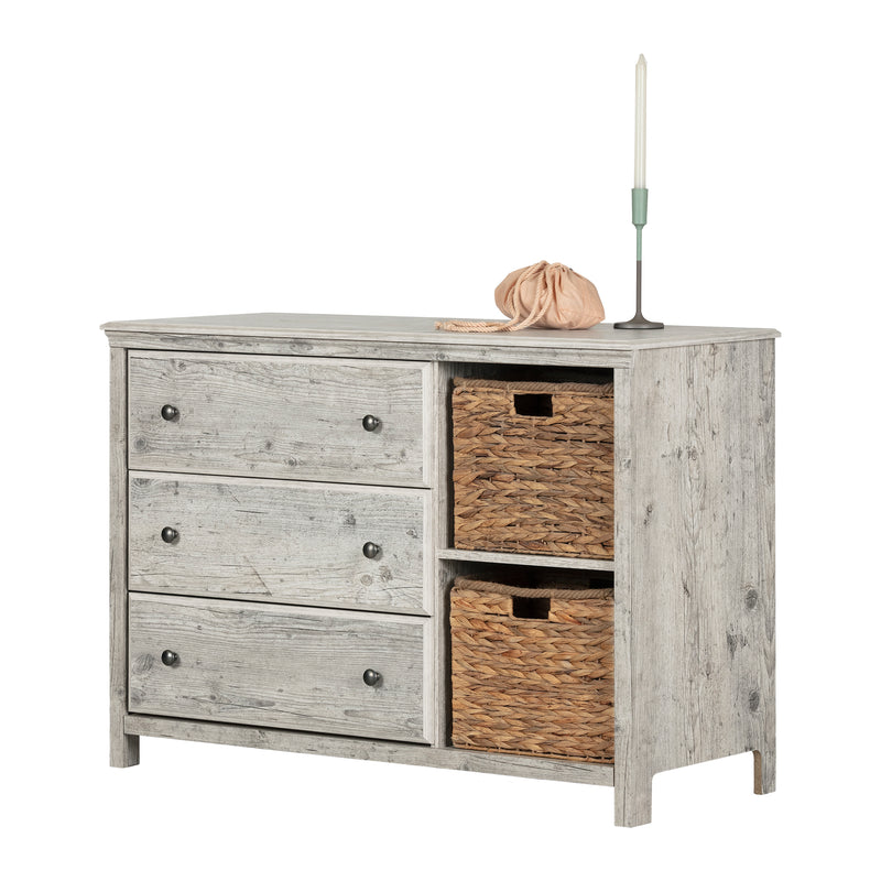 Cotton Candy - 3 Drawer Chest with Baskets -- Seaside Pine