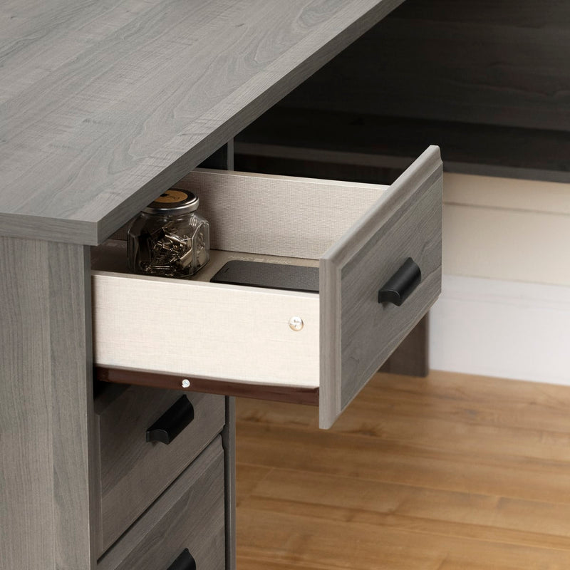 Bureau avec huche amovible Versa - Érable cendré