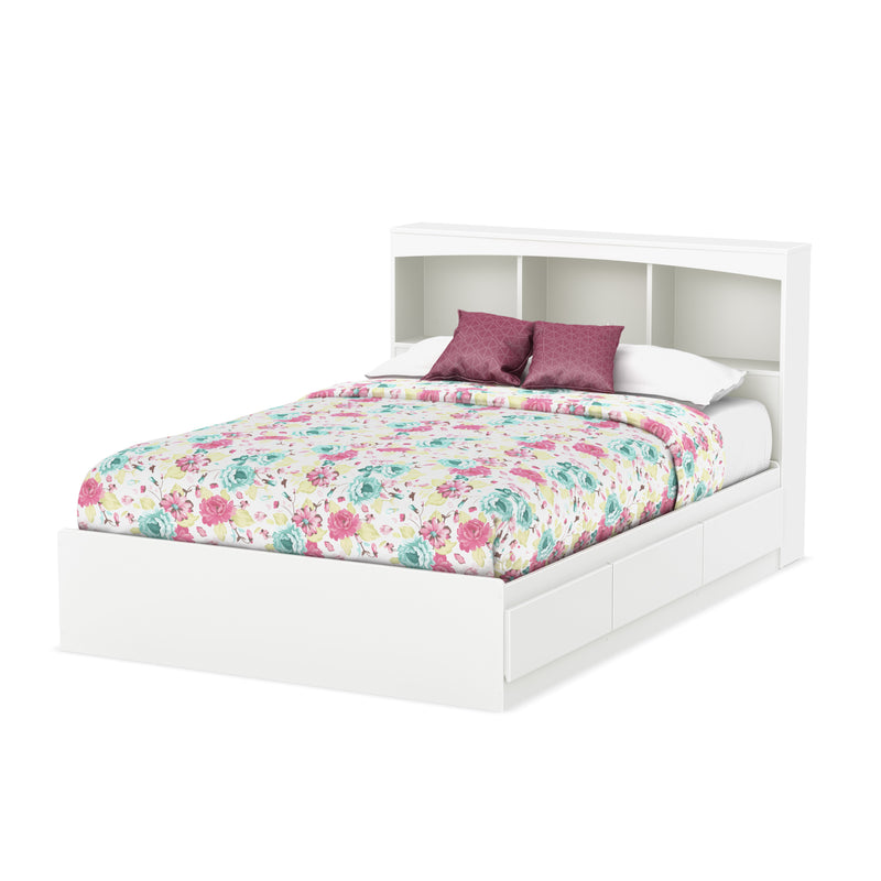 Mates Bed and Bookcase Headboard Set Double 54'' Step One Pure White 