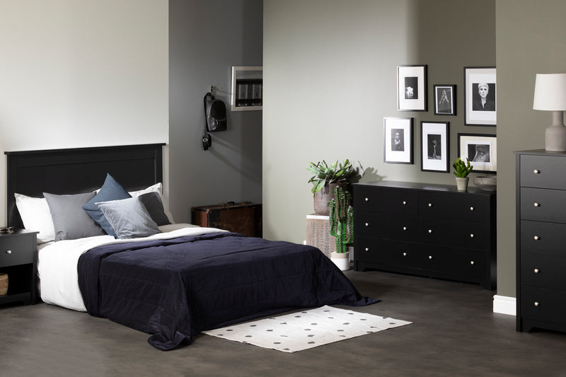 Tête de lit double/queen 54"/60" Vito-Noir solide