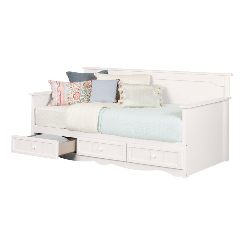 Lit de jour avec rangement Savannah - Blanc solide