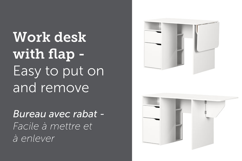 Table de bricolage avec rabat Crea-Blanc solide