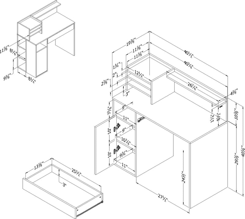 Crea - Craft Table with Hutch