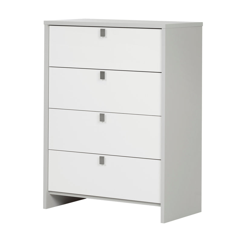 Commode 4 tiroirs Cookie - Gris clair et blanc