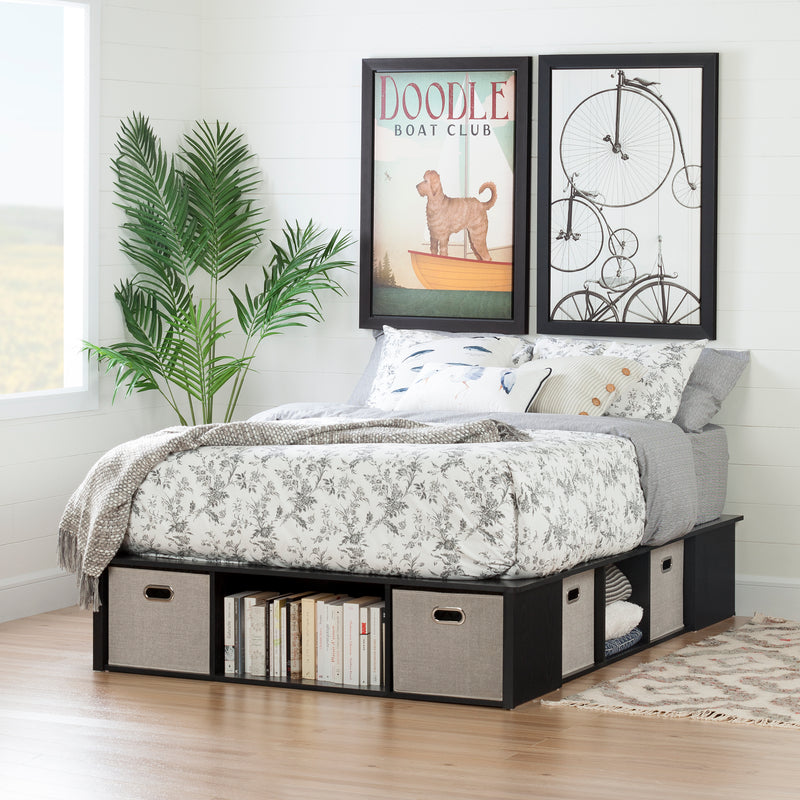 Lit plateforme avec paniers king 78" Flexible - Chêne noir