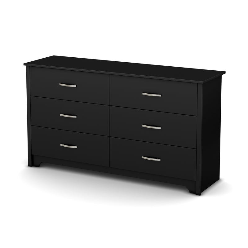 Bureau double 6 tiroirs Fusion - Noir solide