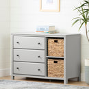 Cotton Candy - Chest of 3 drawers with baskets - Light Gray