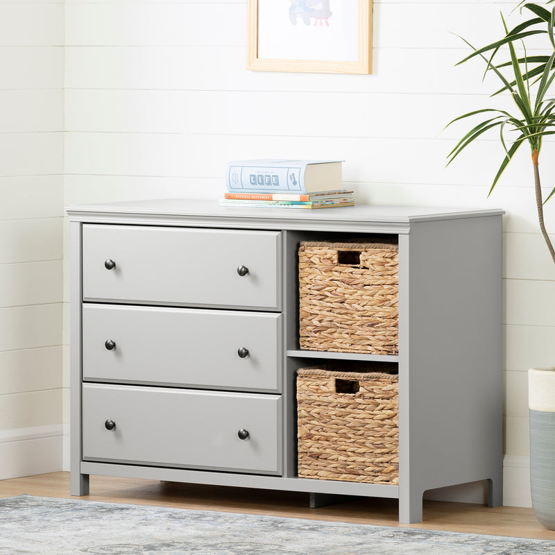 Cotton Candy - Chest of 3 drawers with baskets - Light Gray