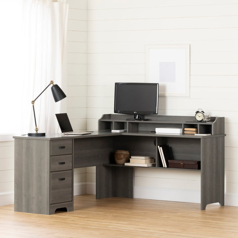 Bureau avec huche amovible Versa - Érable cendré