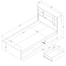 Ensemble lit matelot avec tête de lit bibliothèque simple 39" Vito - Noir solide