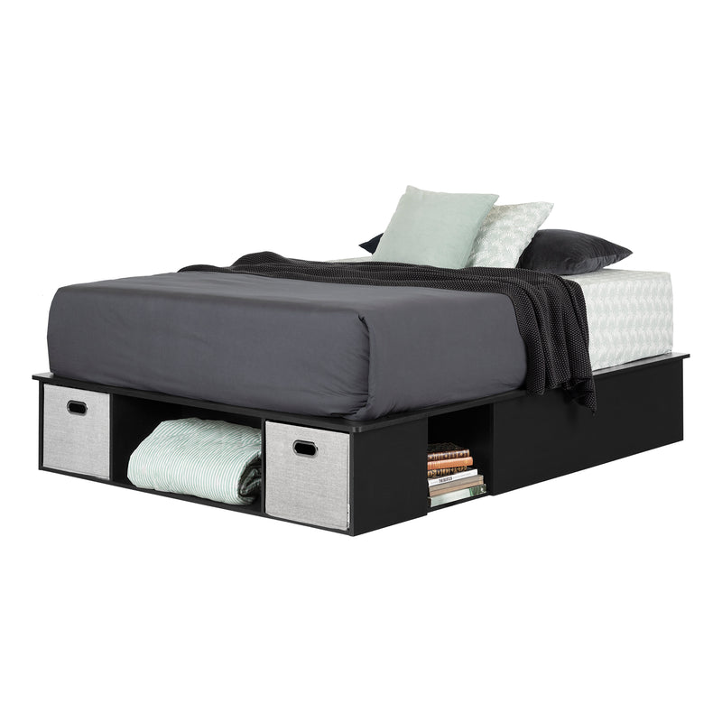 Lit avec rangement queen 60" Vito - Noir solide
