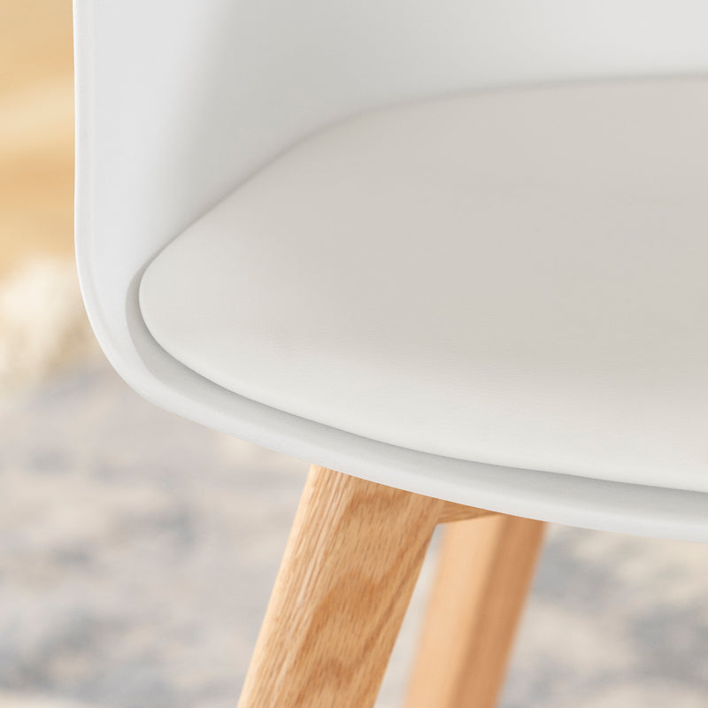 Chaise avec base en bois Flam - Blanc et Naturel