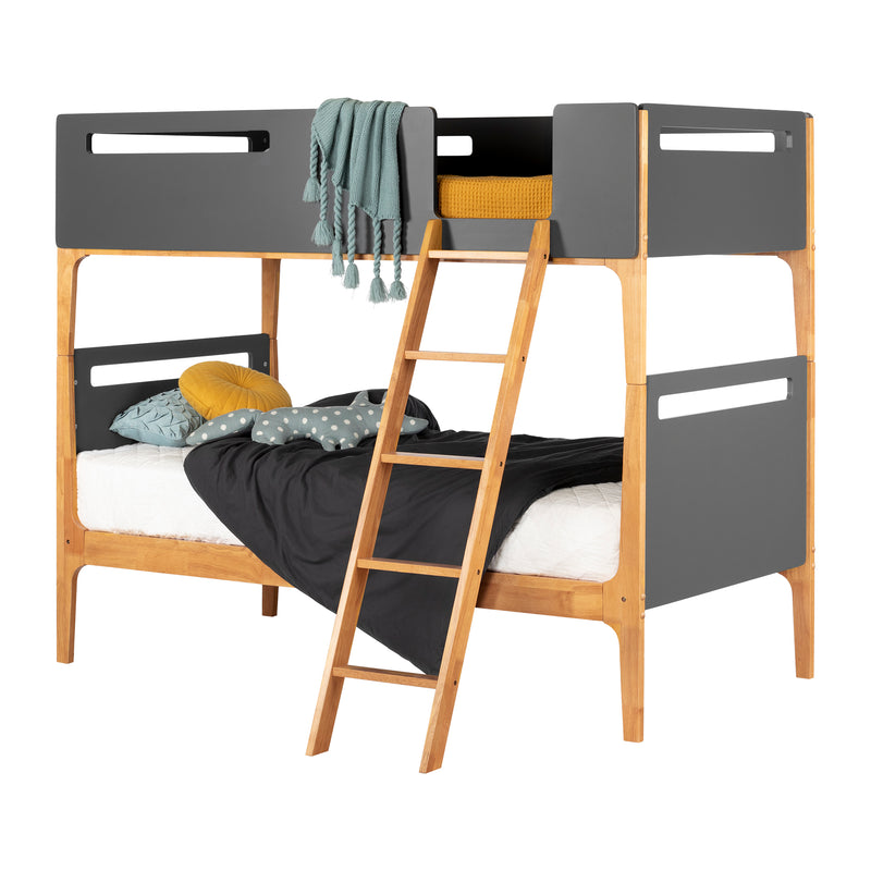 Lits superposés moderne 39"/39" Bebble-Naturel et Gris