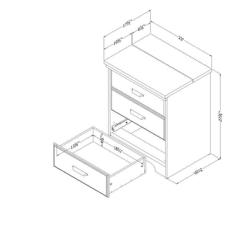 Table de nuit avec station de chargement Versa - Chêne vieilli