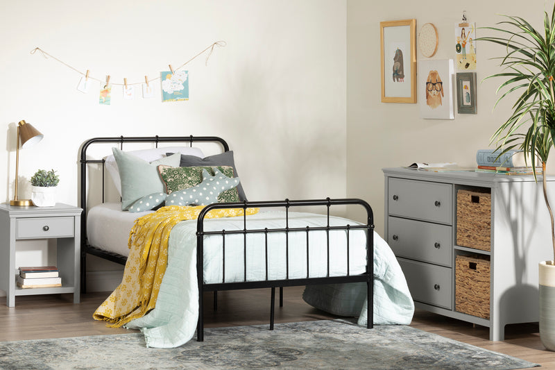 Cotton Candy - Full Metal Single Bed 39'' - Solid Black Color