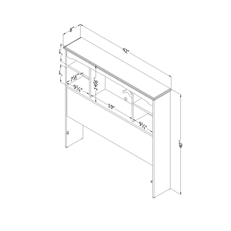 Tête de lit bibliothèque simple 39" Aviron - Myrtille