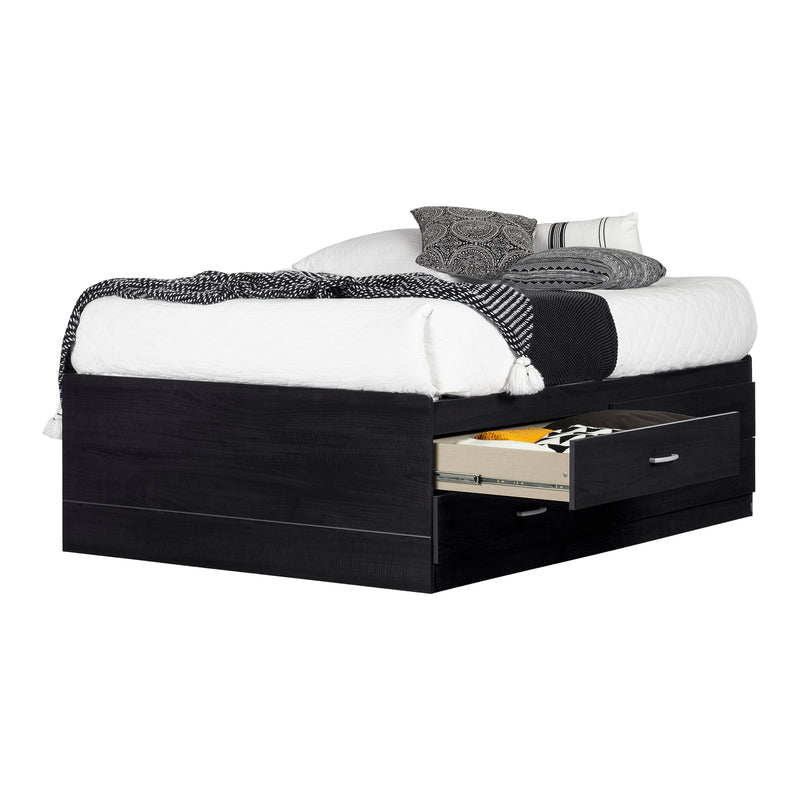 Lit capitaine 4 tiroirs double 54"  Cosmos - Chêne noir
