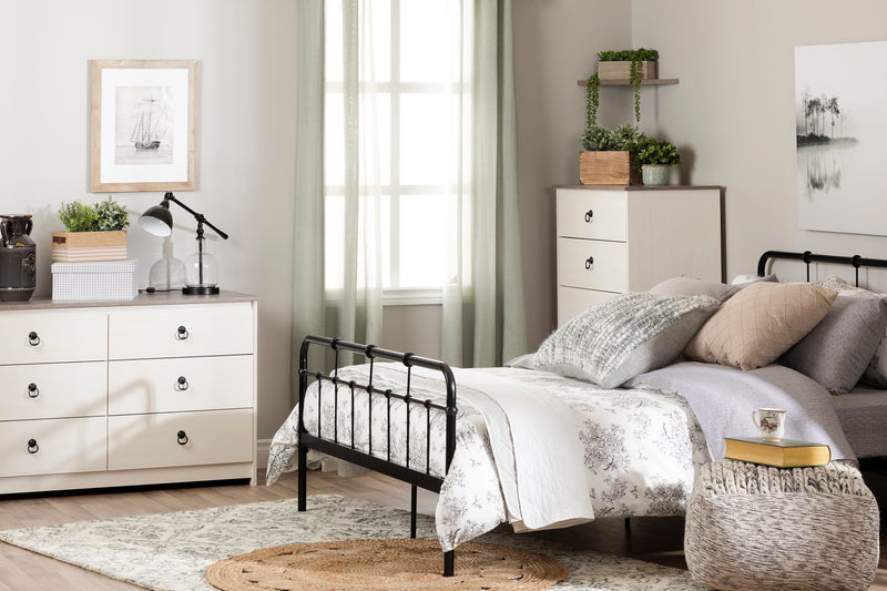 6-Drawer Double Dresser  Plenny White Wash and Weathered Oak 12235