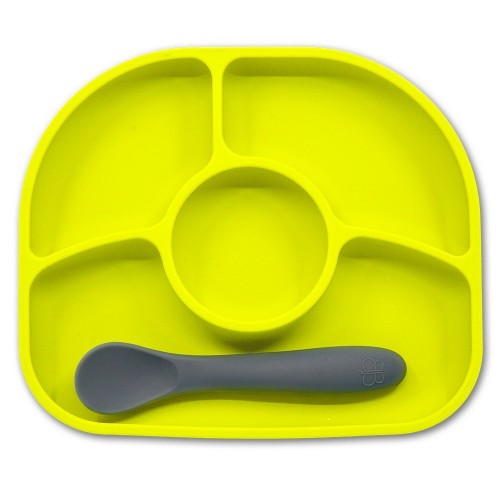 Yümi - Plate with suction cup and spoon - Lime