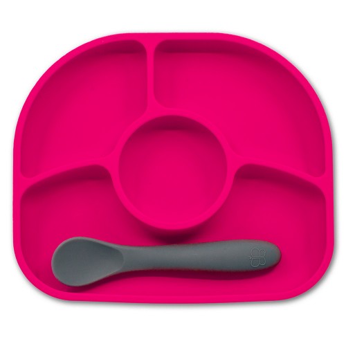 Yümi - Plate with suction cup and spoon - Pink