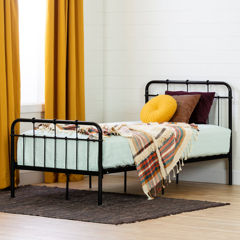 Lit complet en métal 39" Versa - Noir solide
