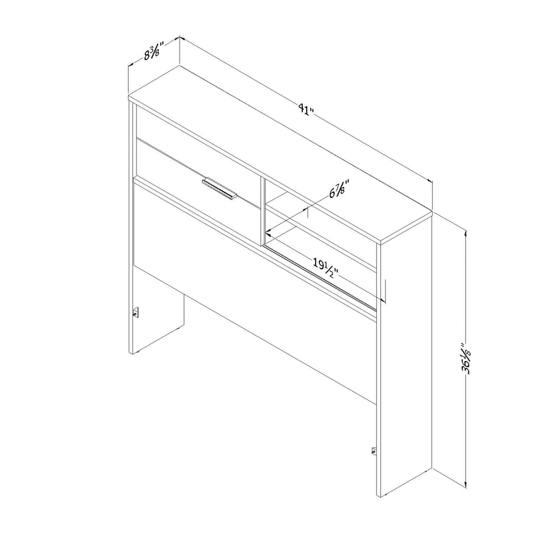 Tête de lit 39" avec rangement Fynn - Chêne hivernal