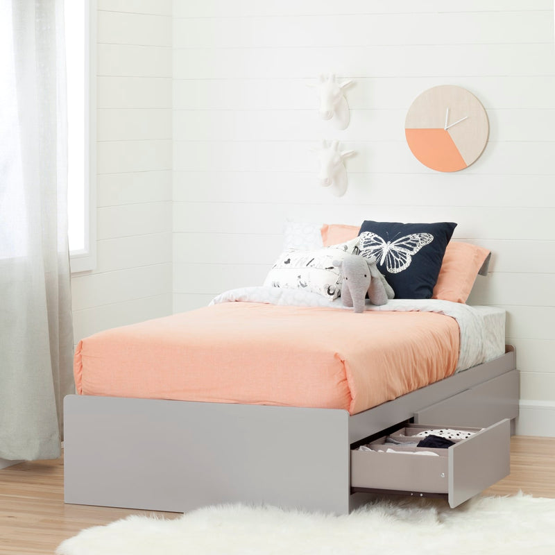Lit matelot 3 tiroirs simple 39" Cookie - Gris clair