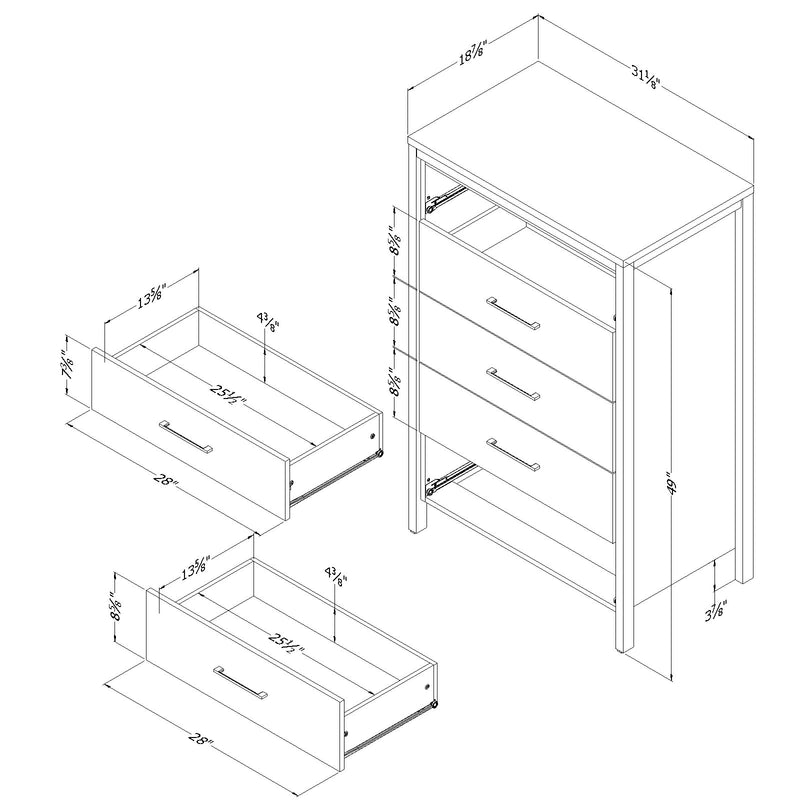 Munich 5-drawer dresser Aged oak and matt black 10492