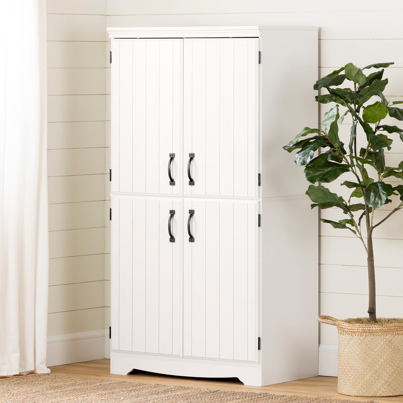 Armoire de rangement avec 4 portes Farnel - Blanc solide