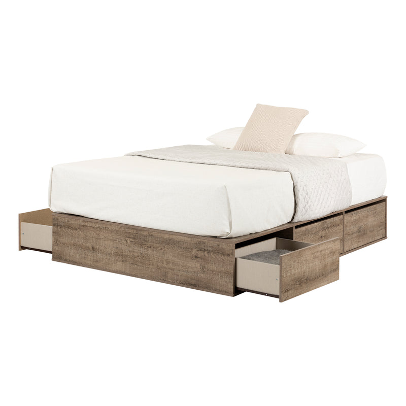 Queen Fusion 6-Drawer Platform Bed - Aged Oak