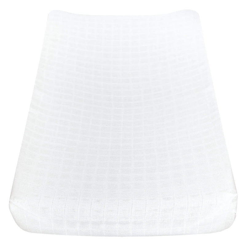 Housse pour matelas à langer en mousseline - Blanc