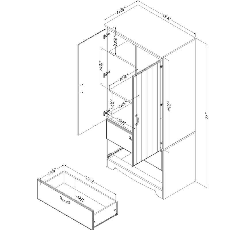 Armoire penderie Farnel - Blanc solide