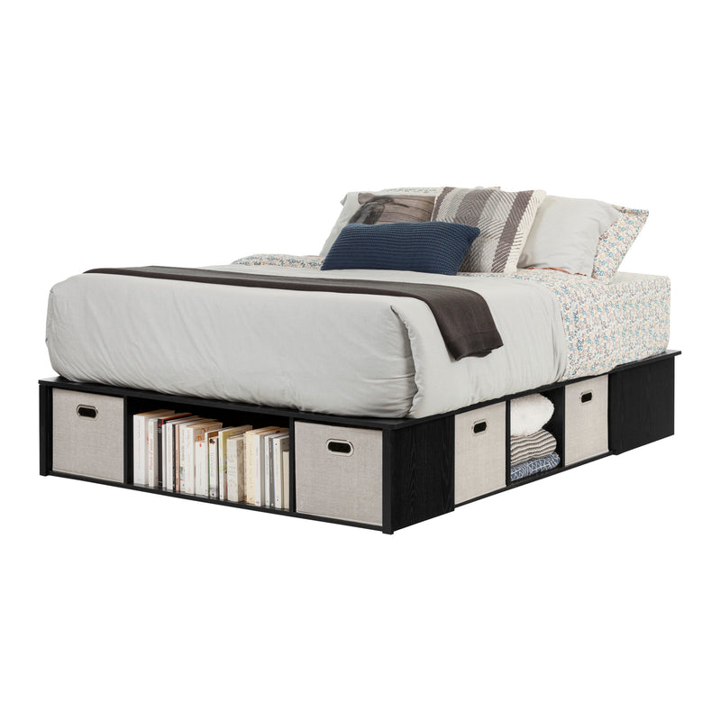 Flexible 60 "Platform Bed with Baskets - Black