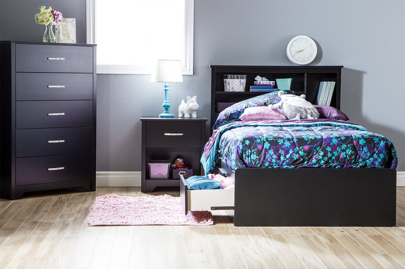 Step One - Single 3-Drawer Mates Bed 39'' -- Pure Black
