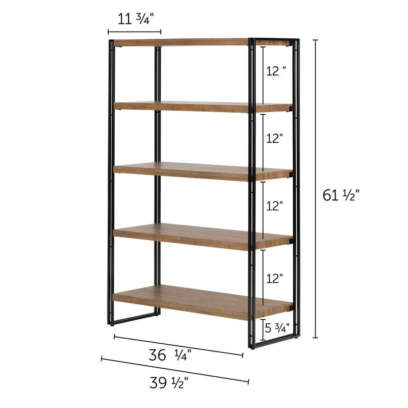 5 Fixed Shelves - Shelving Unit  Gimetri Rustic Bamboo 11521