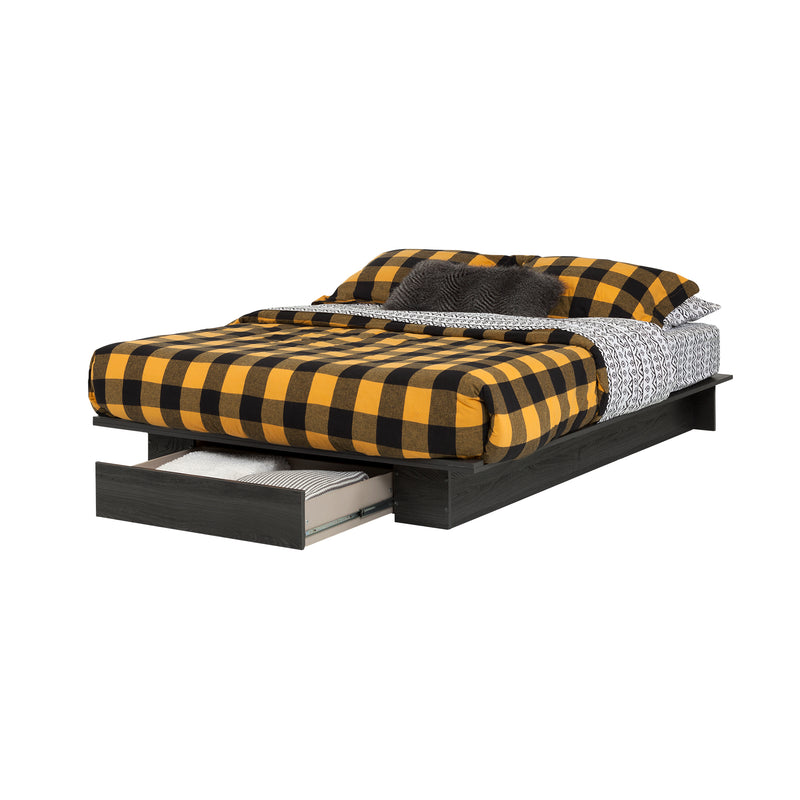 Platform Bed with drawer Double 54'' Holland Gray Oak 10398