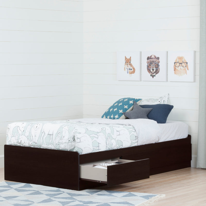 Lit matelot 3 tiroirs simple 39" Step One - Chocolat