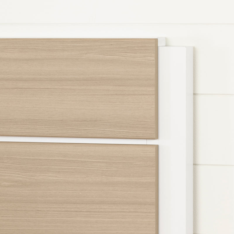 Lit plateforme complet avec tête de lit double 54" Munich - Blanc et Orme naturel