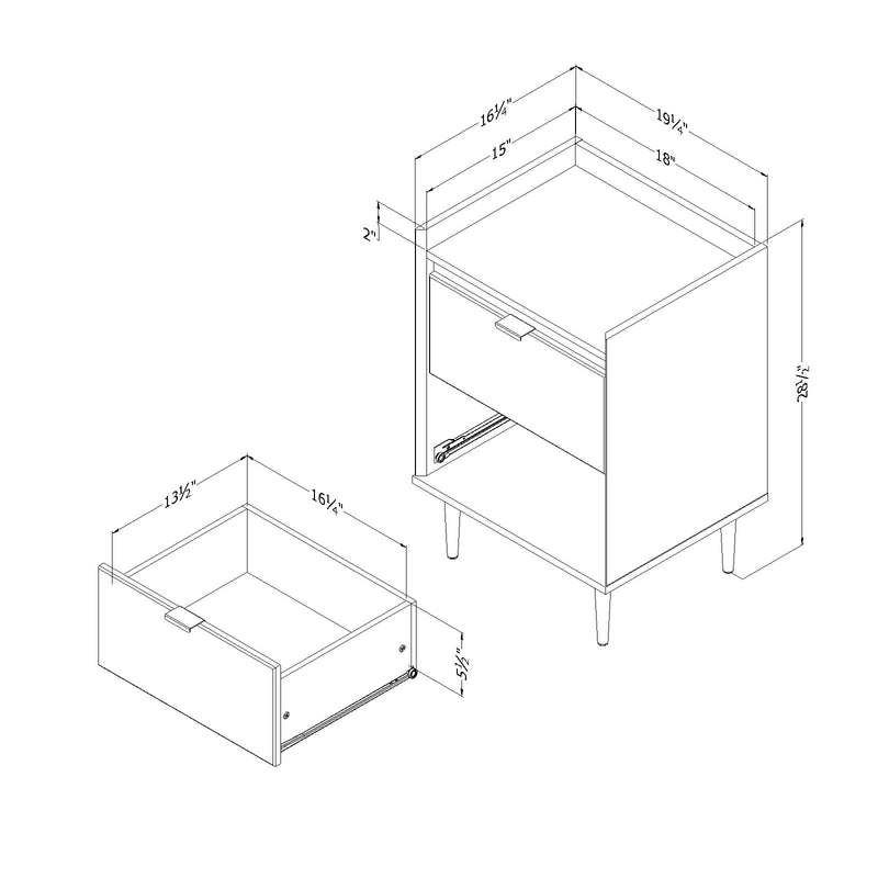 Hype - 2 Drawer Bedside Table -- Natural Walnut and Carrara Marble